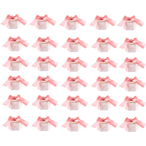 30 Boîtes Cadeau Papier Bonbons avec Ruban Rose pour Mariage et Fêtes (1/5)
