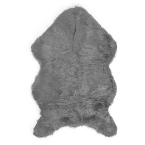 Tapis imitation fourrure mouton doux, décoration salon chambre, gris (1/5)