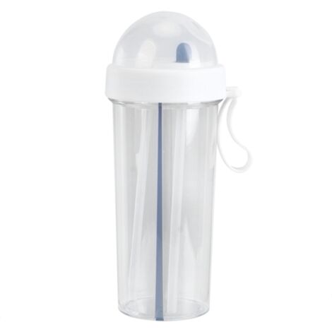 Bouteille d'eau innovante 600ml à double usage avec paille, idéale pour sport, camping et extérieur - Noir (1/5)