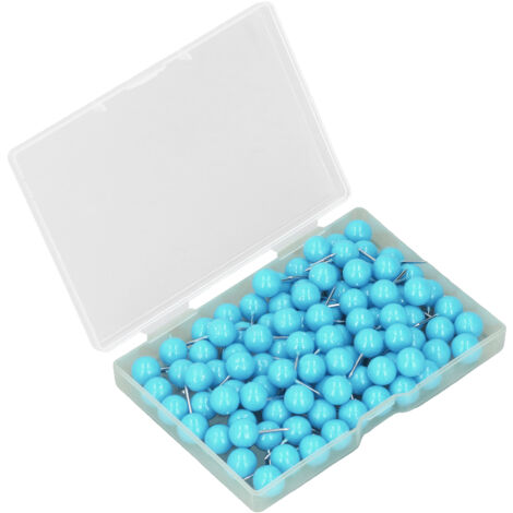 100 Épingles de Carte Décoratives en Acier et Plastique pour Tableaux Liège, Bleues, 9.5x20mm (1/5)
