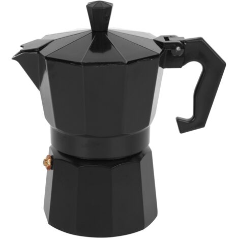 Cafetière italienne en aluminium 300 ml (6 tasses) pour bureau et maison, accessoires moka noir (1/5)