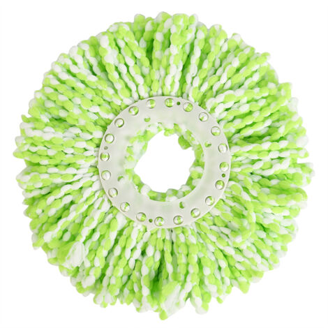 Tête de Serpillière Microfibre Rotative 360° - Recharge Magique pour Nettoyage (Vert/Blanc)