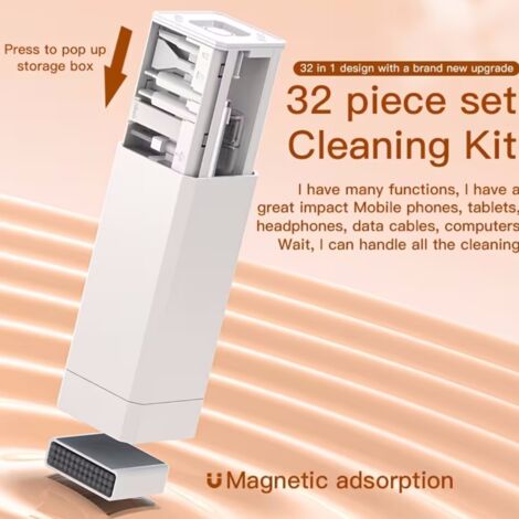 Kit de nettoyage 32-en-1 pour PC portable, kit d'entretien pour écouteurs et matériel électronique multifonction (1/5)