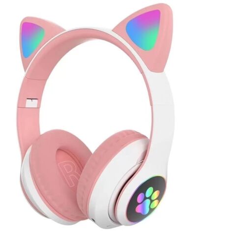 Casque Audio Enfants sans Fil Bluetooth avec Microphone, Écouteurs Chat Oreilles pour Filles Femmes (Rose) - Idéal École, Adolescents et Adultes (1/5)