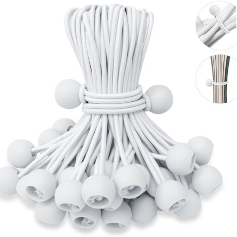 50 pièces longues cordes élastiques avec boucle pour bâches, tentes et bannières