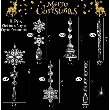 Décorations de Noël 18 pièces – Flocons de Neige Colorés et Glaçons pour Fête d'Hiver et Thème Givré (1/4)