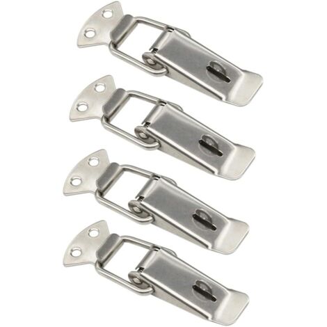 Lot de 8 loquets à ressort en acier inoxydable avec trou pour cadenas, idéal pour armoires, coffres et tiroirs sécurisés (1/4)
