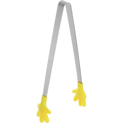 Mini-pince de cuisine 14,5 cm en acier inox avec tête en silicone, idéale pour barbecue et grill, couleur jaune (1/5)