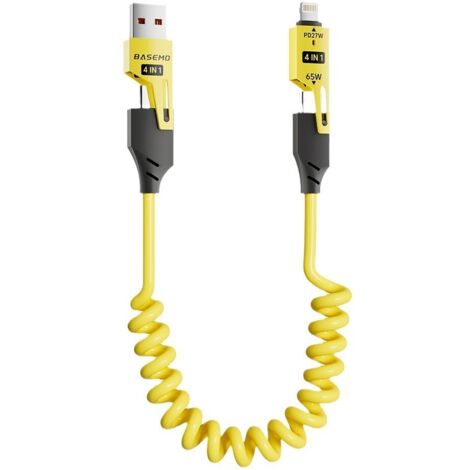 Câble de données télescopique à ressort 65W + 27W compatible iPhone 16 et Huawei, charge rapide 4 en 1. (1/5)
