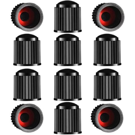 12 bouchons de valve de pneu noirs améliorés avec joints d'étanchéité (1/5)
