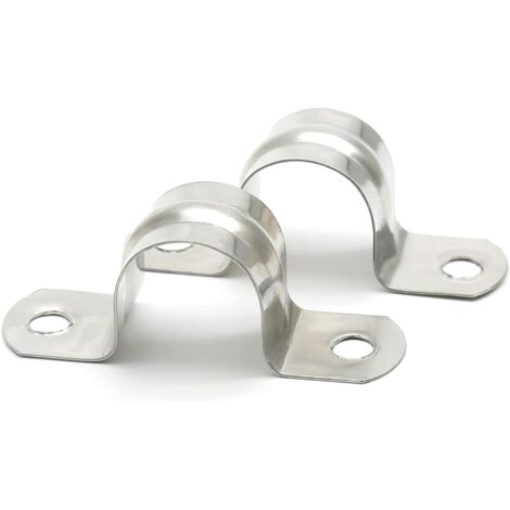 Lot de 20 attaches rigides en U M10, largeur 12 mm, pour fixation de tuyaux avec double trou (1/5)