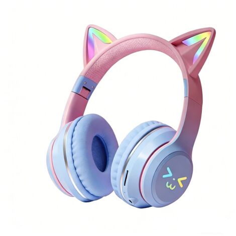 Écouteurs Bluetooth sans fil avec oreilles de chat, bandeau réglable pour enfants, garçons, filles et adultes (1/5)