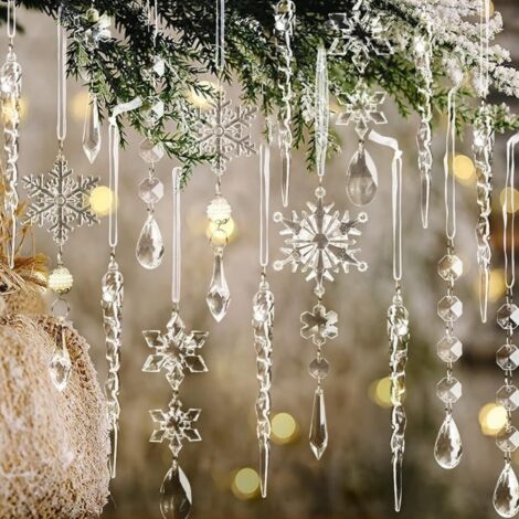 Décorations de Noël 10 pièces – Flocons de Neige Colorés pour Fête d'Hiver et Thème Givré (1/5)