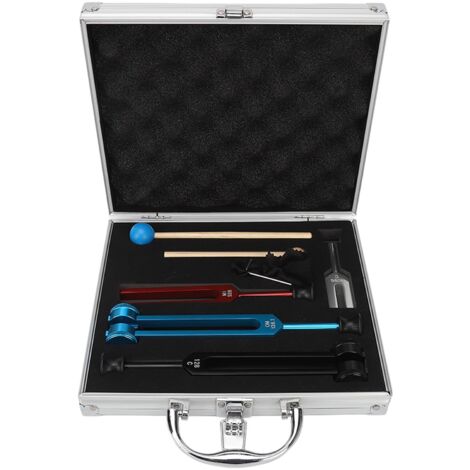 Kit de diapasons thérapeutiques, 128Hz OM 136.1Hz MI 528Hz 4096Hz, aluminium avec marteau et étui, harmonisation chakras et fréquences Solfeggio. (1/5)