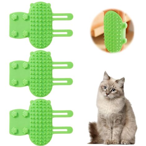 Lot de 3 grattoirs autonettoyants pour chats, grattoir mural angle et visage félin, adapté poteaux arbre à chat (1/5)