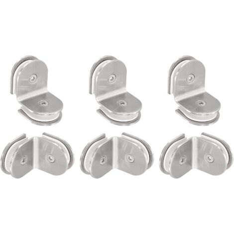 Étau de verre en acier inoxydable à 90 degrés, 6 pièces pour 8-12 mm d'épaisseur, pince de coin sans cadre double face pour porte de douche (1/5)