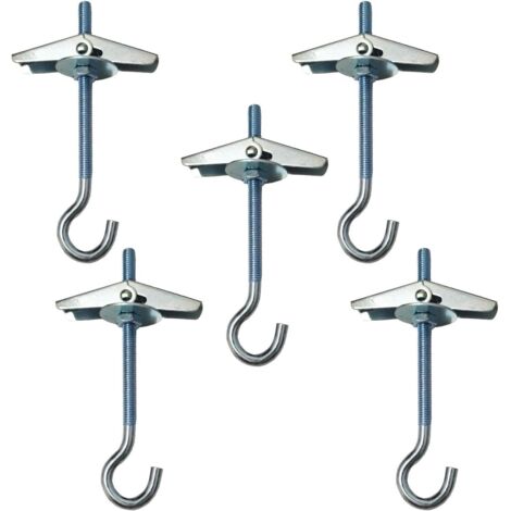 5 crochets plafond M4 acier inoxydable pour suspension plantes, fixation murale solide, ancres pour parois creuses, boulons à ailettes, montage durable. (1/5)