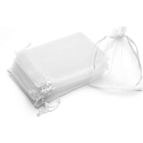 50 sacs organza transparents 20x30 cm avec cordon de serrage, idéaux pour bonbons, bijoux, fêtes et cadeaux de mariage (1/4)