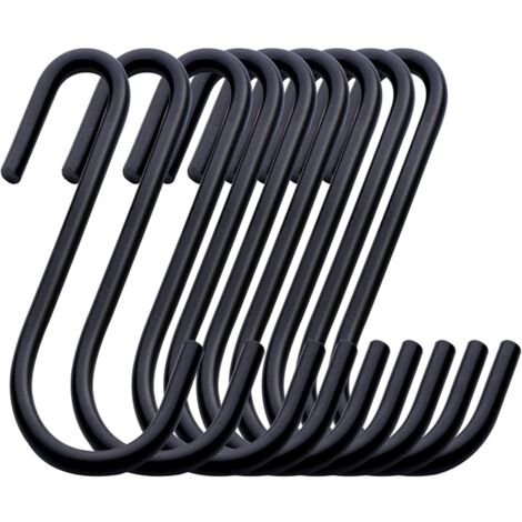 Lot de 20 crochets S noirs 10 cm pour rangement lourd : pantalons jeans, casseroles, vêtements, sacs et serviettes (1/5)