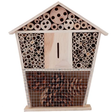 Abri à Insectes en Bois pour Jardin - Maisonnette Artisanale pour Abeilles et Insectes, Décoration Naturelle