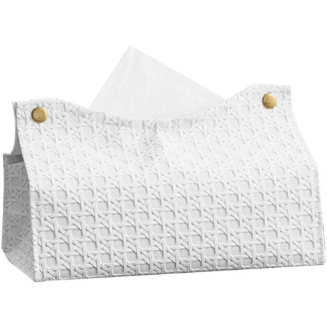 Boîtier à Mouchoirs en Simili-Cuir Moderne - Range-Serviettes Rectangulaire pour Bureau, Salle de Bain ou Salon, Blanc (1/5)