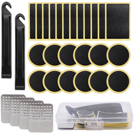 Kit de Réparation Pneu Vélo 30 Pièces - Rustines Rondes & Carrées, Démonte-Pneus et Limes Métal pour VTT (1/5)