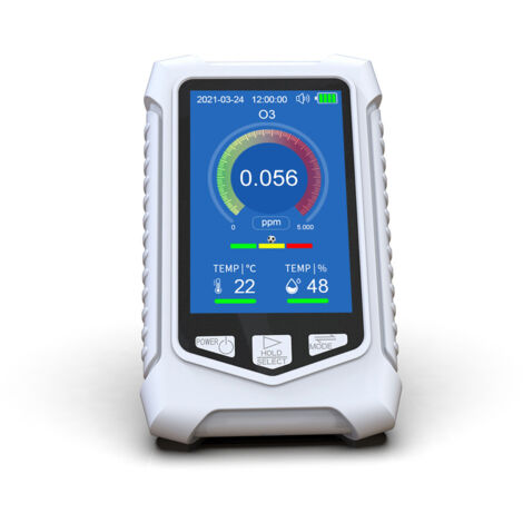 Détecteur d'air portable, mètre à ozone coloré avec capteurs sensibles et recharge USB pour test qualité de l'air intérieur, appareil de mesure pollution