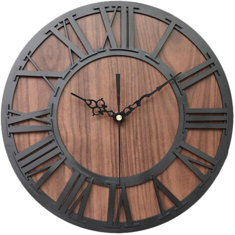Horloge Murale Rétro Chiffres Romains Acrylique Noir - Design Artisanal, Installation Facile, Silencieuse - Idéale Salon, Bureau, Café, Restaurant