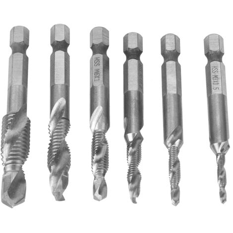 Jeu de 6 forets à tarauder HSS 6.35mm pour filetages M3 à M10 - Type A (1/5)