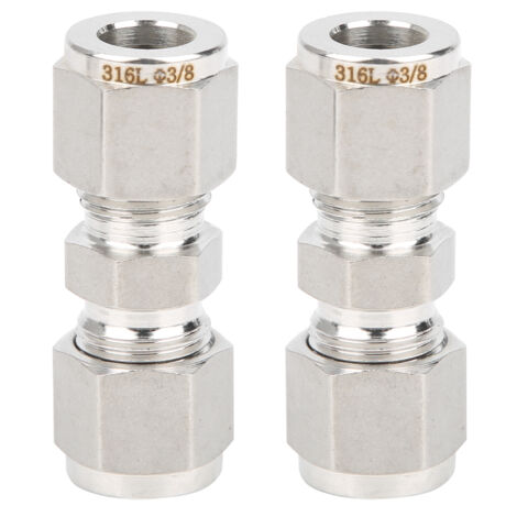 Adaptateur de Tube à Double Bague en Acier Inoxydable 316 pour Conduites - 2 Pièces (Ф3/8) (1/5)