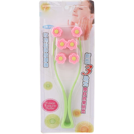 Rouleau Visage Multi-Rouleaux Concave Convexe avec Picots et Manche Confortable - Massage en V - Rose (1/5)