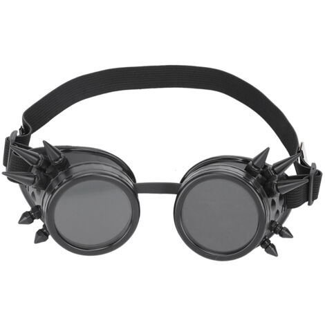 Lunettes de vélo vintage industrielles ABS à double couche anti-vent avec style steampunk et pointes uniques, noires (1/5)
