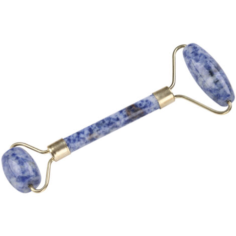 Rouleau de Massage Visage en Jade Naturel, Double Tête pour Contour des Yeux et Anti-Âge (Bleu) - Outil de Soin Beauté (1/5)