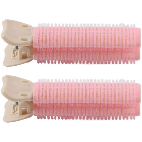 2 pièces Pinces à Cheveux Volumineuses, Bigoudis Portables pour Racines, Outil de Coiffure pour Femmes et Filles - Rose (1/5)