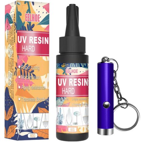 Kit de Résine UV Durcissante à la Lumière, Colle Transparente pour Moulage, Revêtement et Bijoux avec Outils (1/5)