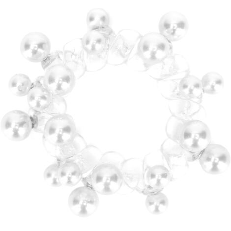 Attaches pour cheveux en spirale avec perles colorées - Élastique téléphone pour queue de cheveux - Cadeau blanc (1/5)