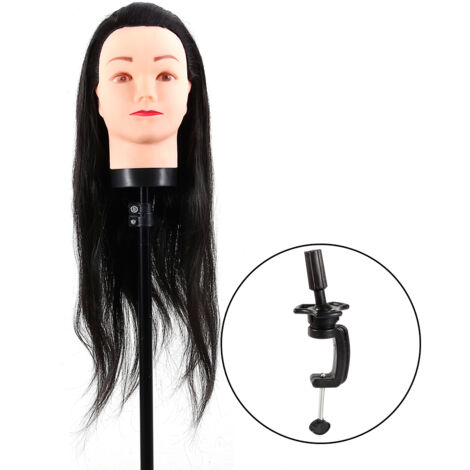 Tête de mannequin d'entraînement coiffure avec pince noire (1/5)