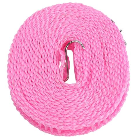 Corde à linge extérieure portable 5 m anti-dérapante pour séchage renforcée (rose) (1/5)