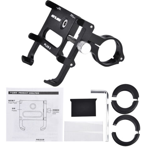 Support de guidon pour téléphone portable, support universel pour vélo de route, VTT et moto (Noir) (1/5)