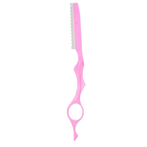 Couteau à Effiler Cheveux en Acier Inoxydable Rose - Outil de Coiffure Portable pour Affiner les Mèches (1/5)