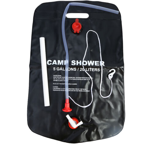 Sac de douche solaire portable 5 gallons/20 litres pour camping, randonnée et voyage extérieur (1/5)