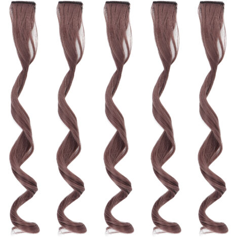 5 pièces mèches de cheveux à clip colorées pour cosplay et soirées, violet clair (1/5)