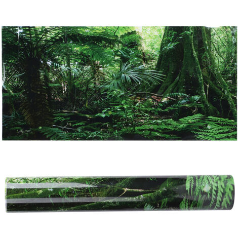 Décor adhésif PVC pour terrarium - Fond imprimé forêt tropicale 76x46 cm - Sticker aquarium reptile (1/5)