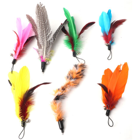 7 pièces Têtes de Remplacement pour Canne à Pêche Jouet Chat avec Plumes, Accessoires pour Chats (1/5)