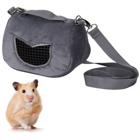 Sac Portable Respirant pour Hamster en Flanelle Grise, pour Cochon d'Inde, Écureuil et Chinchilla (1/5)