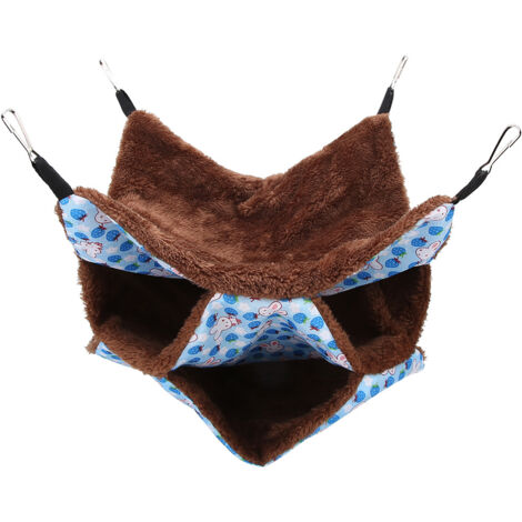 Hamac chauffant 3 couches pour hamster, écureuil et petit animal - Niche suspendue bleue (1/5)