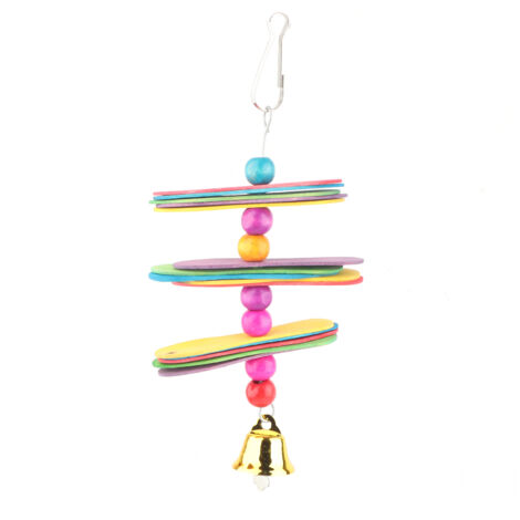 Jouet à Mâcher Perroquet avec Clochette et Perles Colorées pour Cage (1/5)