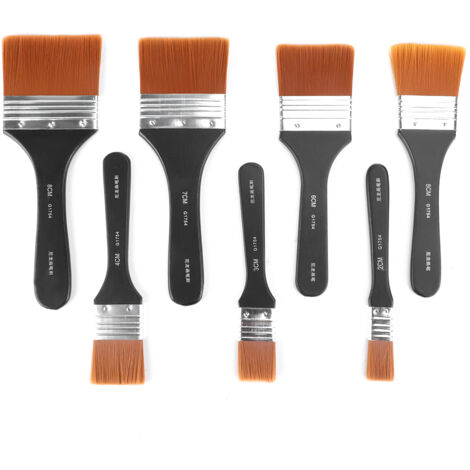 Ensemble de 7 Pinceaux Plats à Manche en Bois Léger pour Peinture à l'Huile et Acrylique (1/5)