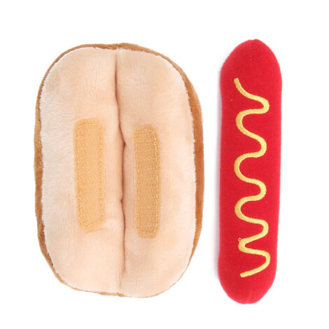 Jouet pour Chien en Peluche Souple en Forme de Hot Dog avec Son Amovible - Idéal pour Chats et Chiens (1/5)