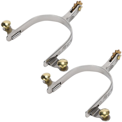 2 Pièces Éperons en Acier Inoxydable Style Cowboy avec Bouton de Ceinture et Rouleau en Laiton (1/5)